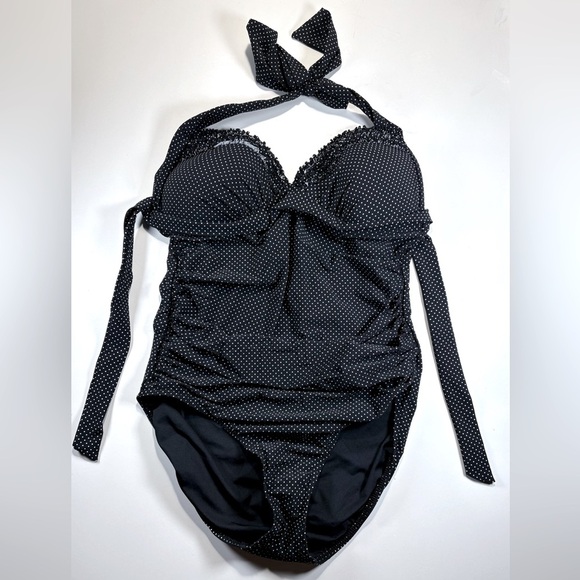 Azura Black Polka Dot Halter Swimsuit - Picture 4 of 4